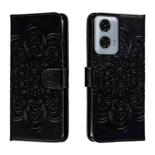 For Motorola Moto G24 Power Sun Mandala Embossing Pattern Phone Leather Case(Black)