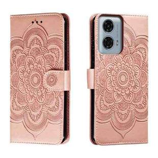 For Motorola Moto G24 Power Sun Mandala Embossing Pattern Phone Leather Case(Rose Gold)