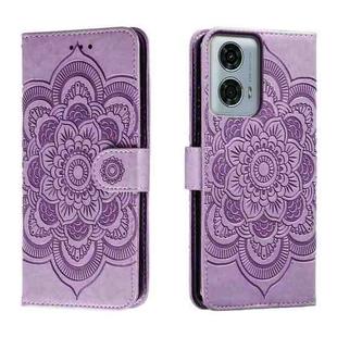 For Motorola Moto G24 Power Sun Mandala Embossing Pattern Phone Leather Case(Purple)