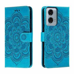 For Motorola Moto G24 Power Sun Mandala Embossing Pattern Phone Leather Case(Blue)