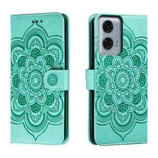 For Motorola Moto G24 Power Sun Mandala Embossing Pattern Phone Leather Case(Green)