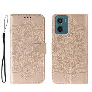 For Motorola Moto G05 Sun Mandala Embossing Pattern Phone Leather Case(Rose Gold)