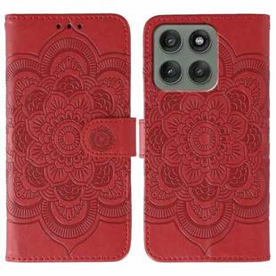 For Motorola Edge 60 Pro Sun Mandala Embossing Pattern Phone Leather Case(Red)