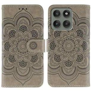 For Motorola Edge 60 Pro Sun Mandala Embossing Pattern Phone Leather Case(Grey)