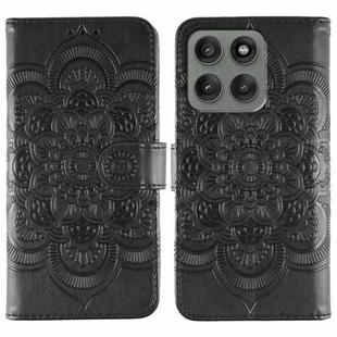 For Motorola Edge 60 Pro Sun Mandala Embossing Pattern Phone Leather Case(Black)