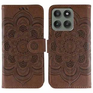 For Motorola Edge 60 Pro Sun Mandala Embossing Pattern Phone Leather Case(Brown)