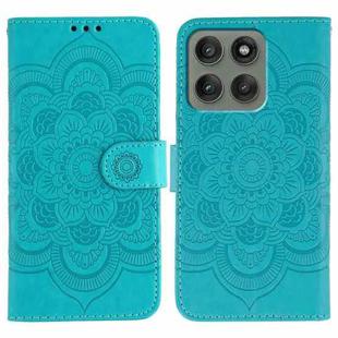 For Motorola Edge 60 Pro Sun Mandala Embossing Pattern Phone Leather Case(Blue)