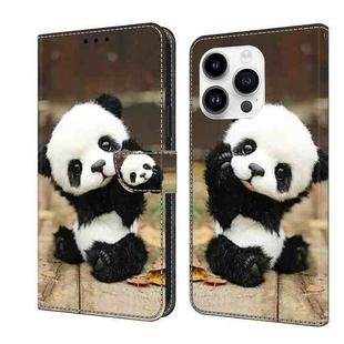 For iPhone 15 Pro Crystal Painted Leather Phone case(Panda)