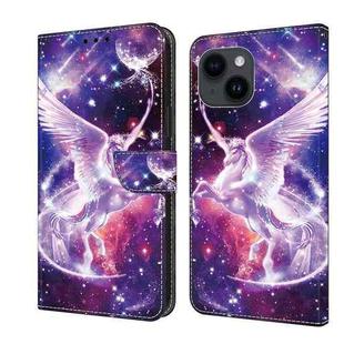 For iPhone 15 Crystal Painted Leather Phone case(Unicorn)