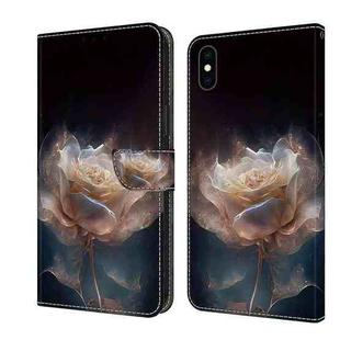 For iPhone XS Max Crystal Painted Leather Phone case(Peony)