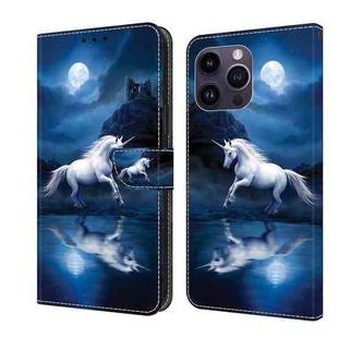 For iPhone 11 Pro Max Crystal Painted Leather Phone case(White Horse)