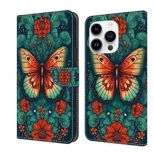 For iPhone 11 Pro Crystal Painted Leather Phone case(Flower Butterfly)