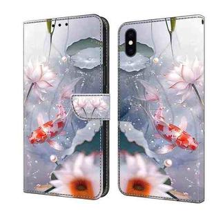 For iPhone XR Crystal Painted Leather Phone case(Koi)