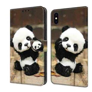 For iPhone XR Crystal Painted Leather Phone case(Panda)