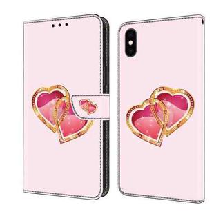 For iPhone X / XS Crystal Painted Leather Phone case(Love Peach)