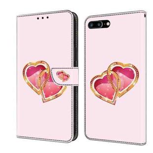 For iPhone SE 2022/2020/8/7 Crystal Painted Leather Phone case(Love Peach)