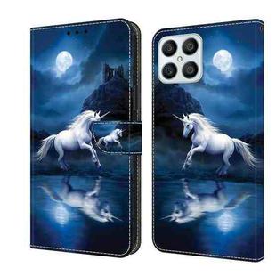 For Honor X8 4G Crystal Painted Leather Phone case(White Horse)