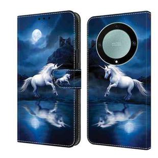 For Honor Magic5 Lite/X40 Crystal Painted Leather Phone case(White Horse)