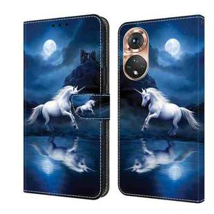 For Honor 50 Pro Crystal Painted Leather Phone case(White Horse)