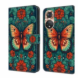 For Honor 50 Crystal Painted Leather Phone case(Flower Butterfly)