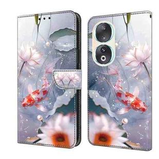 For Honor 90 Crystal Painted Leather Phone case(Koi)