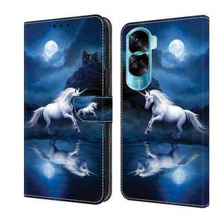 For Honor 90 Lite Crystal Painted Leather Phone case(White Horse)