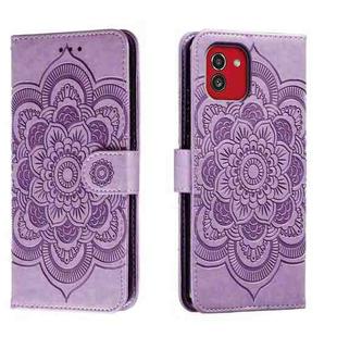 ForSamsung  Galaxy A03 Sun Mandala Embossing Pattern Phone Leather Case(Purple)