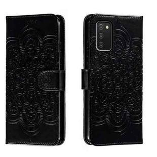For Samsung  Galaxy A03S Sun Mandala Embossing Pattern Phone Leather Case(Black)