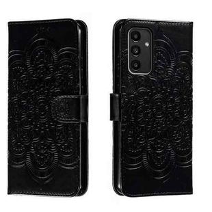 For Samsung Galaxy A13 5G Sun Mandala Embossing Pattern Phone Leather Case(Black)