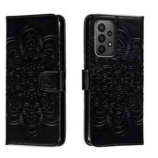 For Samsung  Galaxy A23 Sun Mandala Embossing Pattern Phone Leather Case(Black)