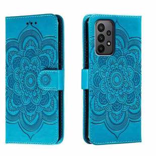 For Samsung  Galaxy A23 Sun Mandala Embossing Pattern Phone Leather Case(Blue)