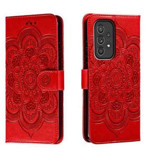 For Samsung Galaxy A33 5G Sun Mandala Embossing Pattern Phone Leather Case(Red)