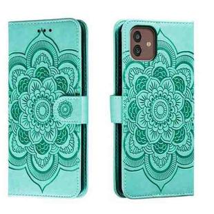 For Samsung Galaxy M13 5G Sun Mandala Embossing Pattern Phone Leather Case(Green)