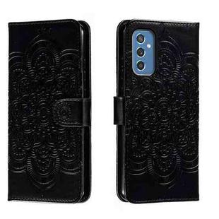 For Samsung Galaxy M52 5G Sun Mandala Embossing Pattern Phone Leather Case(Black)
