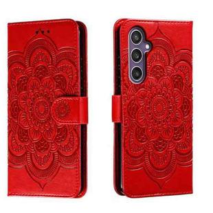 For Samsung Galaxy S23 FE Sun Mandala Embossing Pattern Phone Leather Case(Red)