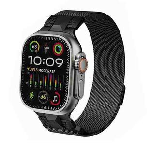 For Apple Watch Ultra 2 49mm Mecha Style Milanese Metal Watch Band(Black)