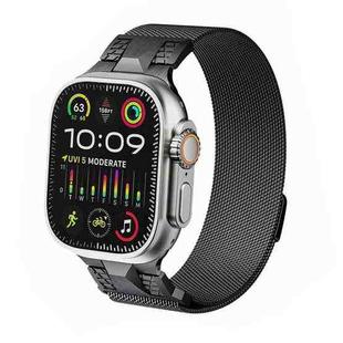 For Apple Watch Ultra 49mm Mecha Style Milanese Metal Watch Band(Titanium Grey)