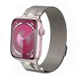 For Apple Watch 42mm Mecha Style Milanese Metal Watch Band(Starlight)