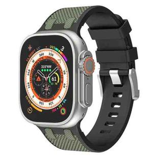 For Apple Watch Ultra 2 49mm Oak Silicone Watch Band(Black Army Green)