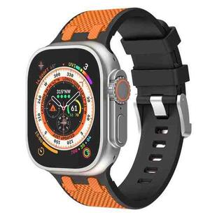 For Apple Watch Ultra 2 49mm Oak Silicone Watch Band(Black Orange)