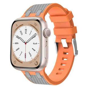 For Apple Watch Series 9 45mm Oak Silicone Watch Band(Orange Grey)