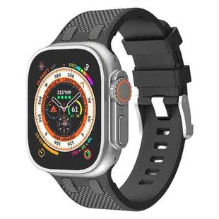 For Apple Watch Ultra 49mm Oak Silicone Watch Band(Black Grey)