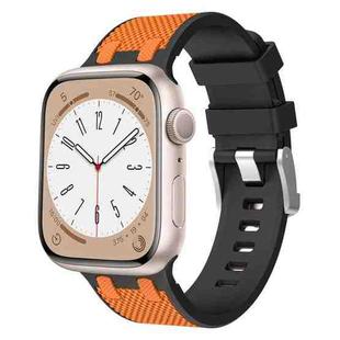 For Apple Watch SE 2022 44mm Oak Silicone Watch Band(Black Orange)