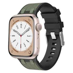 For Apple Watch 42mm Oak Silicone Watch Band(Black Army Green)