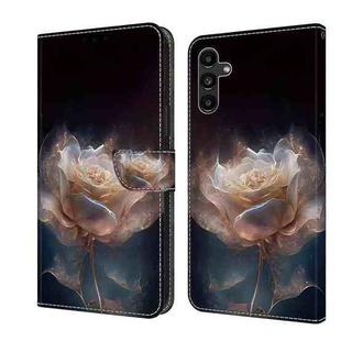 For Samsung Galaxy A04 Crystal Painted Leather Phone case(Peony)