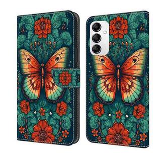 For Samsung Galaxy A14 5G Crystal Painted Leather Phone case(Flower Butterfly)