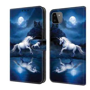 For Samsung Galaxy A22 5G Crystal Painted Leather Phone case(White Horse)