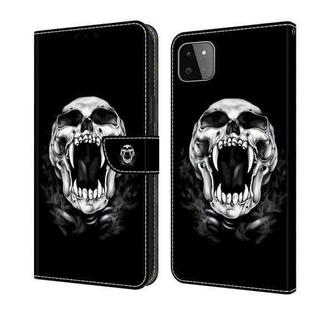 For Samsung Galaxy A22 5G Crystal Painted Leather Phone case(Skull)