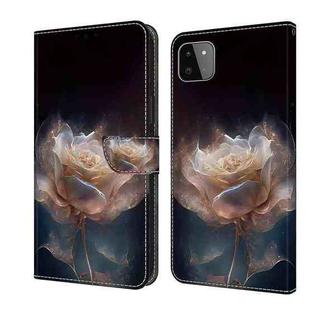 For Samsung Galaxy A22 5G Crystal Painted Leather Phone case(Peony)