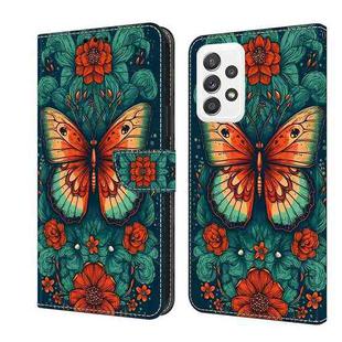 For Samsung Galaxy A33 5G Crystal Painted Leather Phone case(Flower Butterfly)